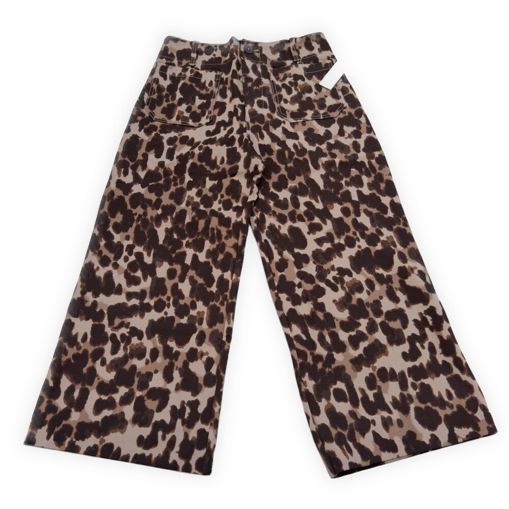Maeve The Colette Leopard Print Wide Leg Pants 29P Petite NWT Anthropologie